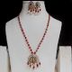 Handmade Brass Metal Jewellery Red Bead Pendant Set
